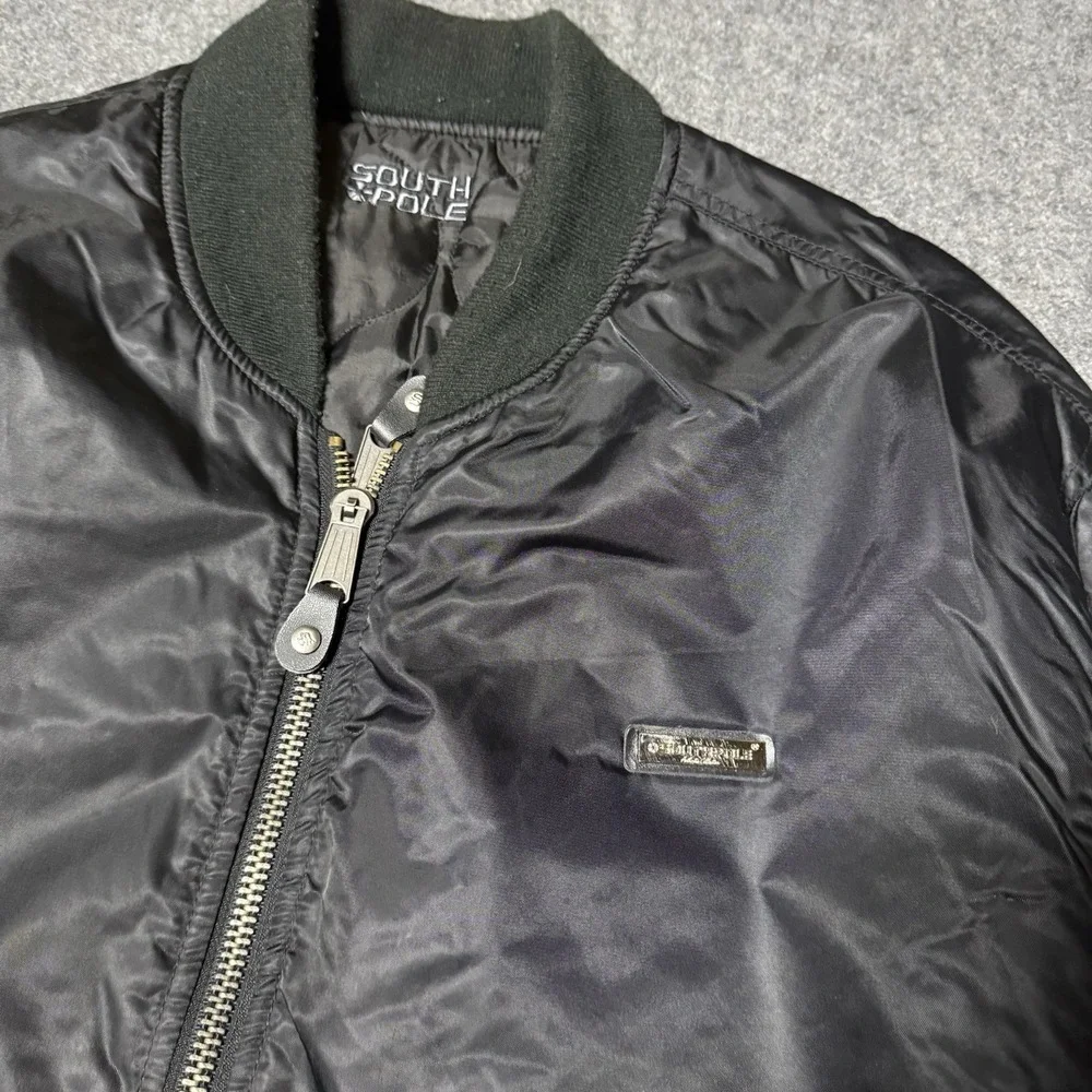 Southpole‎ Bomber Jacket XL Mens Black Reversible Quilted Streetwear Y2K Hip Hop